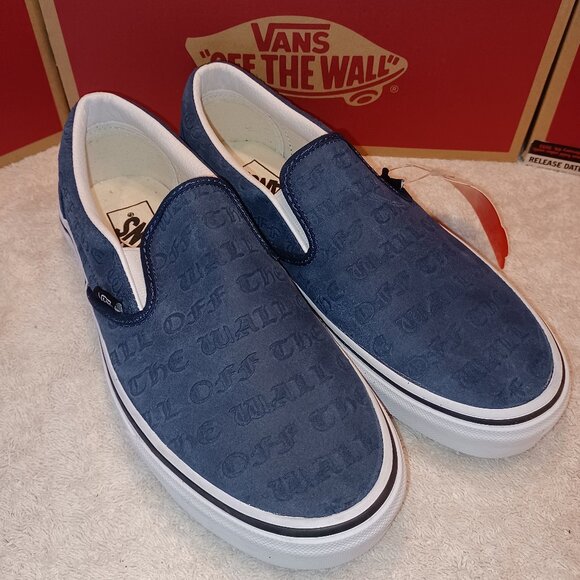 Vans Men's 6.5/Women's 8 Slip On Debossed "Off The Wall" Blue RARE - Picture 8 of 12